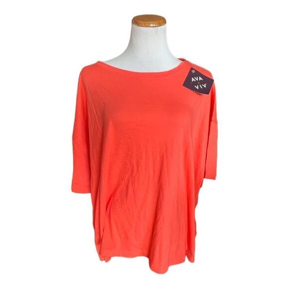 NWT Womens Ava & Viv Soft Coral Scoop Neck Everyday Tee Shirt - Sz 4X - Picture 2 of 2